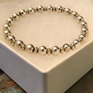 Rare Silpada Sterling Silver and Gold Plated Bead Stretch Bracelet B0778